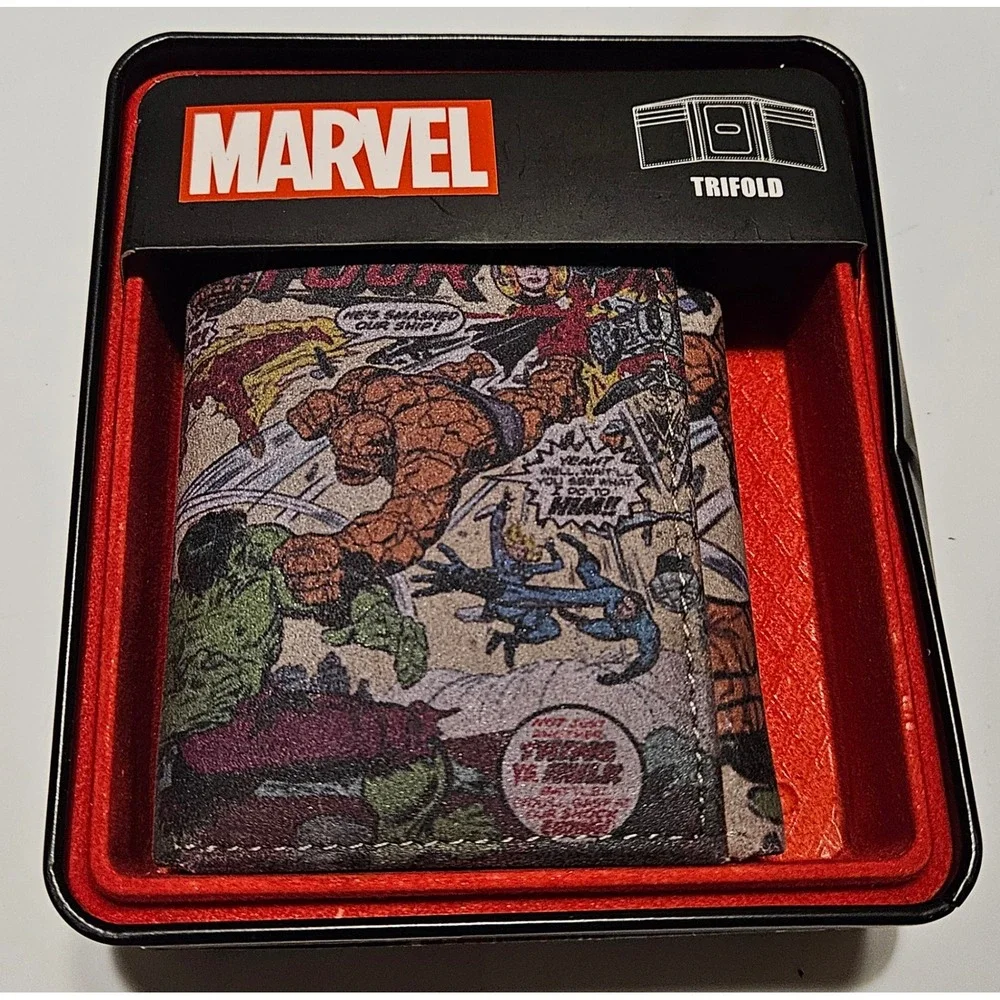 Marvel Comics Hulk Thing Superhero Trifold Wallet With Tin Storage Box - Picture 1 of 1